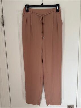 Relaxed Tie-Waist Straight Leg Pants - Dusty Rose